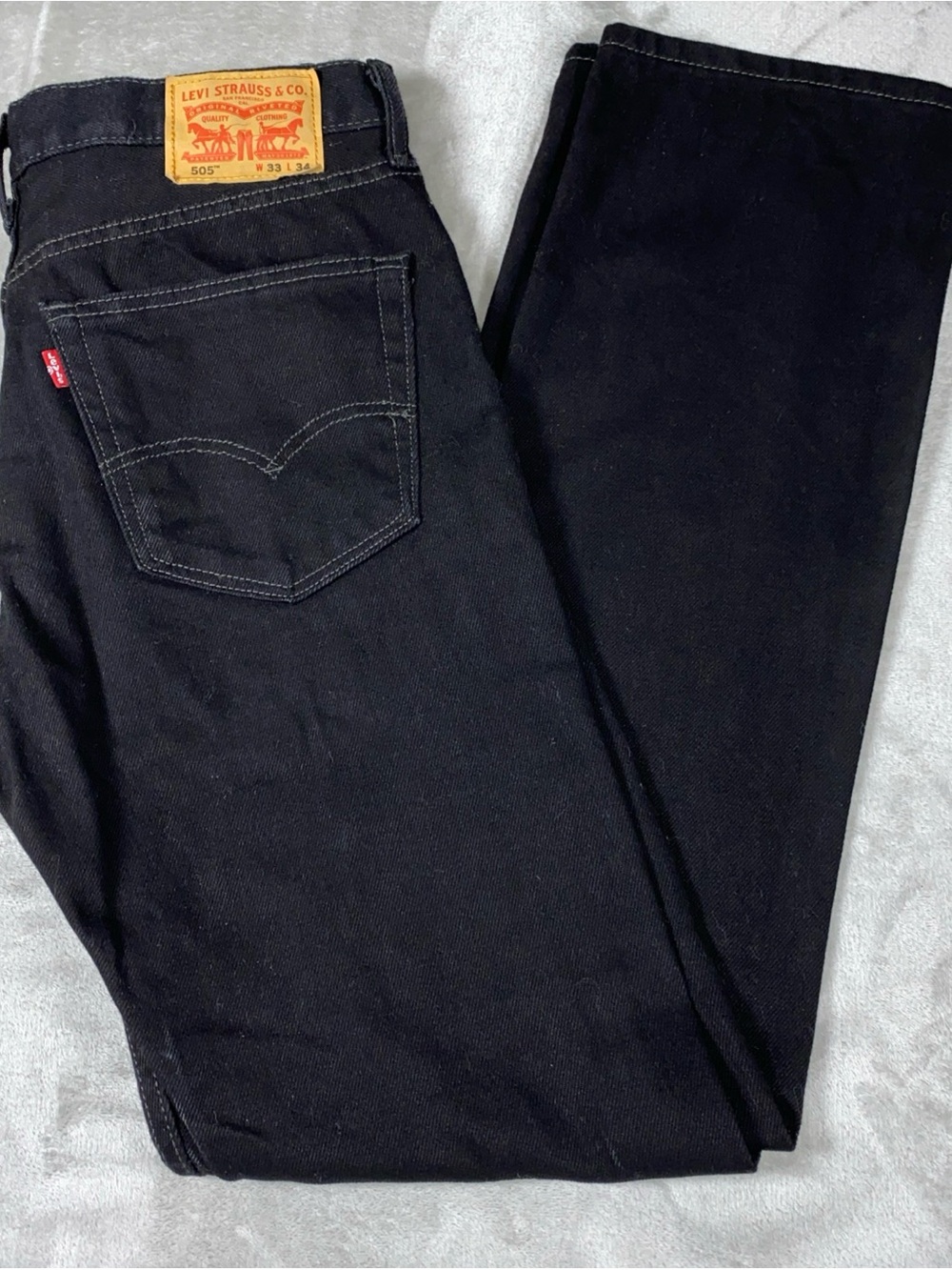 Levi's 505 Men’s 33X34 Black Dark Wash Heavyweight Rigid Denim